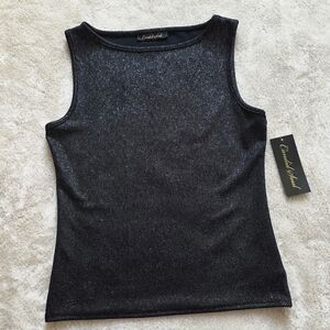 Candid Soul Black Shimmer Tank Top For Women